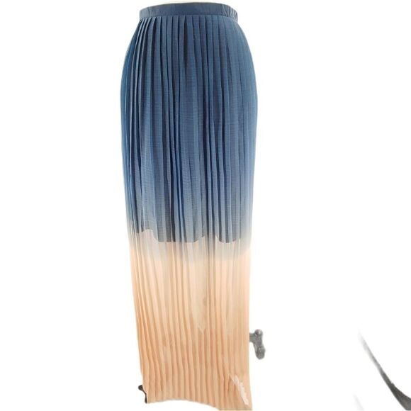 Ombre pleated maxi skirt in delicious blue peach medium - Picture 4 of 6